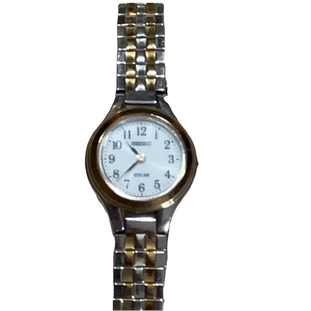 Seiko SUP100 Women's Core Solar White Dial‎ Wrist Watch Running/Working 23mm VTG